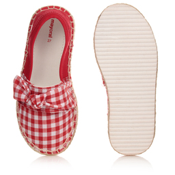 مايورال-إسبادريل كانفاس جينغهام لون أحمر للبنات | Childrensalon Outlet