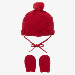 Mayoral Newborn-Red Hat, Scarf & Mittens Set | Childrensalon Outlet