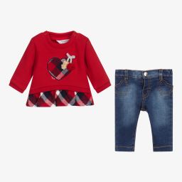 مايورال Newborn-طقم بنطلون قطن جيرسي لون أحمر للمولودات | Childrensalon Outlet