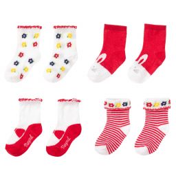 مايورال Newborn-جوارب مزيج قطن لون أحمر وأبيض للمولودات (عدد 4) | Childrensalon Outlet