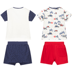 مايورال-شورت وتيشيرت قطن جيرسي لون كحلي وأبيض (عدد 2) | Childrensalon Outlet