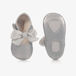 Mayoral Newborn-Silver Bow Pre-Walker Shoes | Childrensalon Outlet