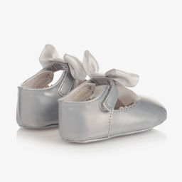 Mayoral Newborn-Silver Bow Pre-Walker Shoes | Childrensalon Outlet