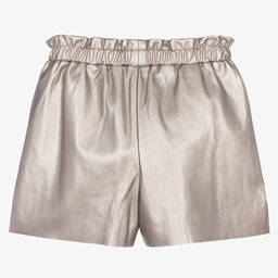 Mayoral-Silver Faux Leather Shorts | Childrensalon Outlet