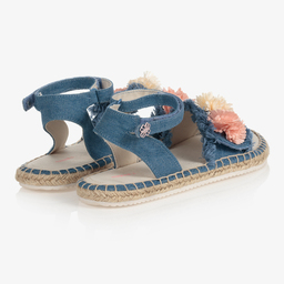 Mayoral-صندل اسبادريل تينز بناتي قطن كانفاس لون أزرق مزين بورود | Childrensalon Outlet