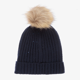 مايورال-قفازات وسكارف وقبعة مزيج أكريليك محبوك لون كحلي للبنات | Childrensalon Outlet