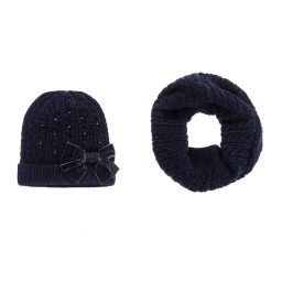 مايورال-Teen Blue Knitted Hat Set  | Childrensalon Outlet