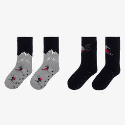 Mayoral-Teen Boys Blue & Grey Socks (2 Pack) | Childrensalon Outlet