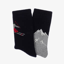 Mayoral-Teen Boys Blue & Grey Socks (2 Pack) | Childrensalon Outlet