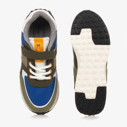 Mayoral-ترينرز جلد صناعي وقماش أخضر وأزرق تينز ولادي | Childrensalon Outlet