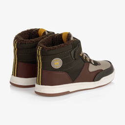 مايورال-ترينرز بكاحل عالي جلد وقماش لون أخضر كاكي | Childrensalon Outlet