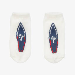 Mayoral-Teen Boys Ivory & Blue Palm Tree Socks (3 Pack) | Childrensalon Outlet