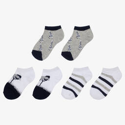 Mayoral-Teen Boys White & Grey Socks (3 Pack) | Childrensalon Outlet