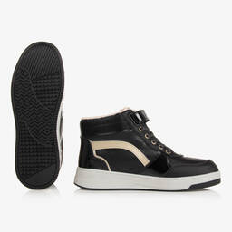 Mayoral-Teen Girls Black & Gold High-Top Trainers | Childrensalon Outlet