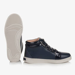 Mayoral-Teen Girls Blue Leather High-Top Trainers | Childrensalon Outlet