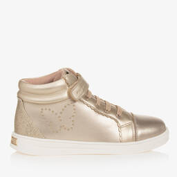 Mayoral-Teen Girls Gold Leather High-Top Trainers | Childrensalon Outlet