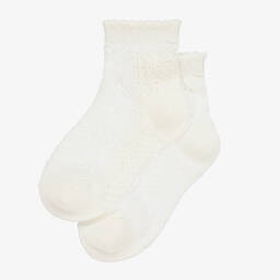 Mayoral-Teen Girls Ivory Pointelle Knit Socks | Childrensalon Outlet