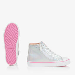 Mayoral-ترينرز بكاحل عالي جلد صناعي فضّي تينز بناتي | Childrensalon Outlet