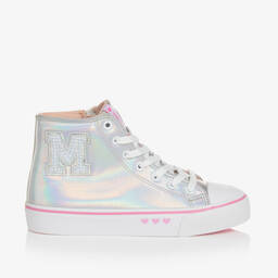 Mayoral-ترينرز بكاحل عالي جلد صناعي فضّي تينز بناتي | Childrensalon Outlet