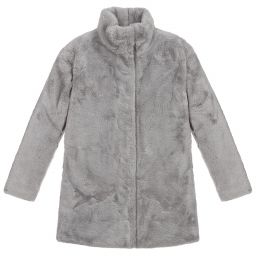 مايورال-Teen Grey Faux Fur Coat | Childrensalon Outlet
