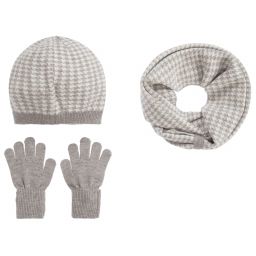 Mayoral-Teen Grey Houndstooth Hat Set  | Childrensalon Outlet