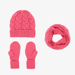 Mayoral-Розовая шапочка,варежки и снуд для девушек | Childrensalon Outlet