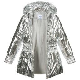 Mayoral-Teen Silver Fur Trimmed Coat | Childrensalon Outlet