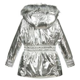 Mayoral-Teen Silver Fur Trimmed Coat | Childrensalon Outlet