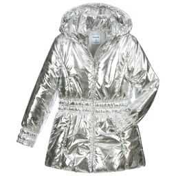 Mayoral-Teen Silver Fur Trimmed Coat | Childrensalon Outlet