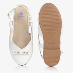 مايورال-حذاء باليرينا تينز بناتي جلد صناعي لامع لون أبيض | Childrensalon Outlet