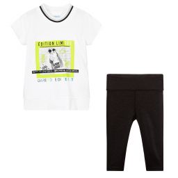 Mayoral-Белый топ с черными леггинсами | Childrensalon Outlet
