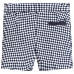 Mayoral-White & Blue Checked Shorts | Childrensalon Outlet