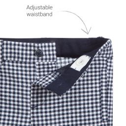 Mayoral-White & Blue Checked Shorts | Childrensalon Outlet