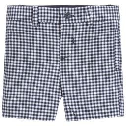 Mayoral-White & Blue Checked Shorts | Childrensalon Outlet