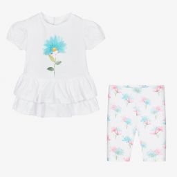 Mayoral-Белое платье и шорты в цветочек | Childrensalon Outlet