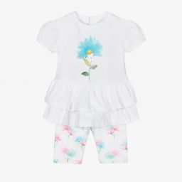 Mayoral-Белое платье и шорты в цветочек | Childrensalon Outlet