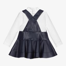 Mayoral-White & Blue Pinafore Dress | Childrensalon Outlet