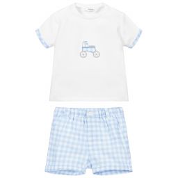 Mayoral Для новорожденных-Комплект из белого топа и голубых шорт | Childrensalon Outlet