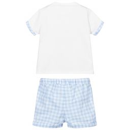 Mayoral Для новорожденных-Комплект из белого топа и голубых шорт | Childrensalon Outlet