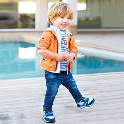 Mayoral-White & Blue Stripe T-Shirt | Childrensalon Outlet