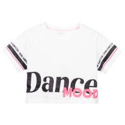 Mayoral-Белая хлопковая укороченная футболка | Childrensalon Outlet