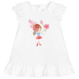 Mayoral-White Cotton Jersey Dress | Childrensalon Outlet