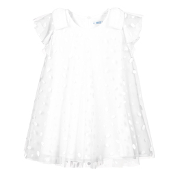 Mayoral-White Dot Tulle Dress | Childrensalon Outlet