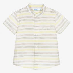 Mayoral-Белая рубашка в зеленую полоску | Childrensalon Outlet