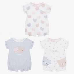 Mayoral Newborn-White & Grey Shorties (3 Pack) | Childrensalon Outlet