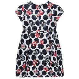 Mayoral-White & Navy Blue Velour Dress | Childrensalon Outlet