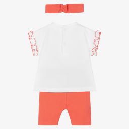 Mayoral Для новорожденных-Комплект с белым топом и оранжевыми легинсами | Childrensalon Outlet