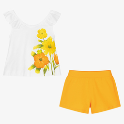 Mayoral-White & Orange Shorts Set | Childrensalon Outlet