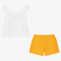 Mayoral-White & Orange Shorts Set | Childrensalon Outlet