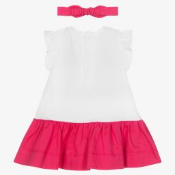 Mayoral-Бело-розовое платье с яблоком и повязка на голову | Childrensalon Outlet